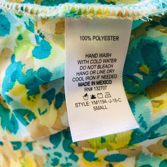 Camisole Green Yellow Flowers Small Racer Back Pullover - Picture 2 of 7